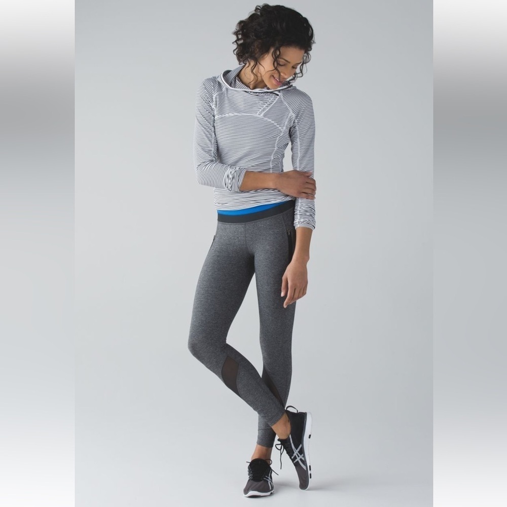 Lululemon Inspire 7/8 Tights Leggings w/Mesh Womens Sz 8 Heathered Black Running